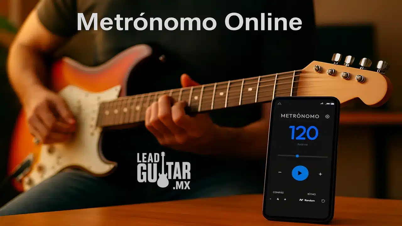 Metrónomo online gratis para guitarra en LeadGuitar.mx, herramienta en HTML5 para practicar tempo y técnica